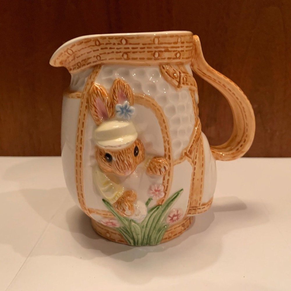 Fitz & Floyd OCI Golfing Bag Bunny Rabbit Decorative Creamer Easter